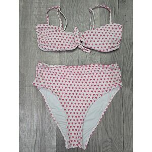 Roller Rabbit Women's Swim Top Bandeau White, Pink Hearts Top L Bottom Sz M